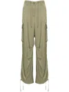 Golden Goose Military Green Viscose Cargo Trousers In Green