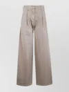 Golden Goose Wide Leg Cotton Denim Trousers In Neutral