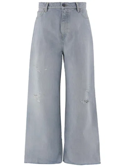 Golden Goose Wide-leg Cotton Palazzo Pants In Blue