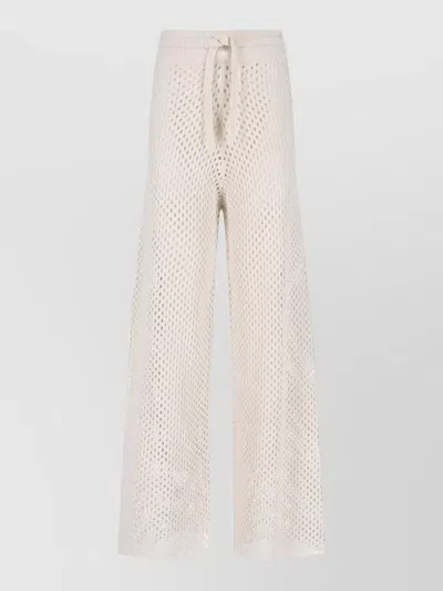 Golden Goose Deluxe Brand Open-knit Wide-leg Drawstring Pants In White