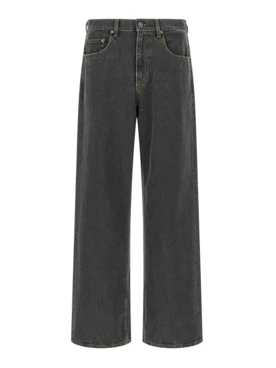 Golden Goose Wide Leg Jeans In Gray