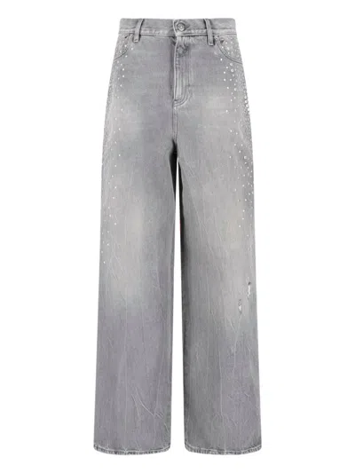 Golden Goose Wide Leg Jeans Studs Melody In Gray