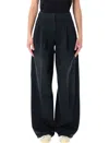 Golden Goose Wide Leg Denim Trousers Pleats Pockets In Black