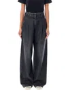 Shop Golden Goose Wide Leg Pleated Jeans