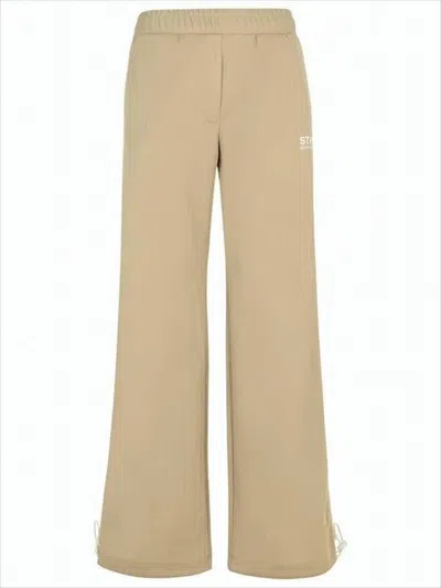 Golden Goose Wide-leg Relaxed Fit Pants With Drawstring Hem In White