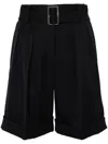 Golden Goose Belted Virgin Wool-blend Shorts In Blue