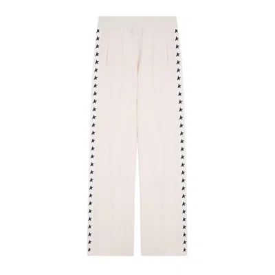 Golden Goose Wide-leg Star Dorotea Trousers With Playful Motifs In Neutral