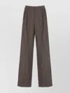 Golden Goose Wide Leg Trousers Pleated Front And Pockets In Brown