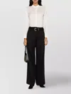 Golden Goose Wide Leg Wool Gabardine Trousers With Belt Loops In Black