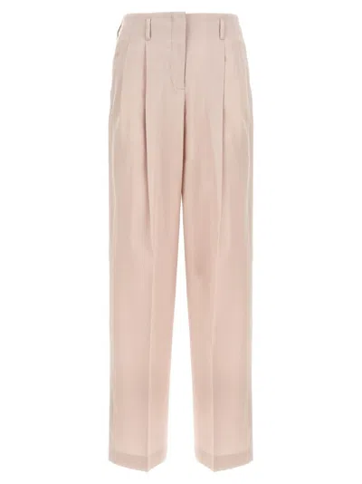 Golden Goose Wide-leg Wool Pants With Pleats In Pink