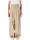Golden Goose Sand Wool Gabardine High-waist Pants In Multi