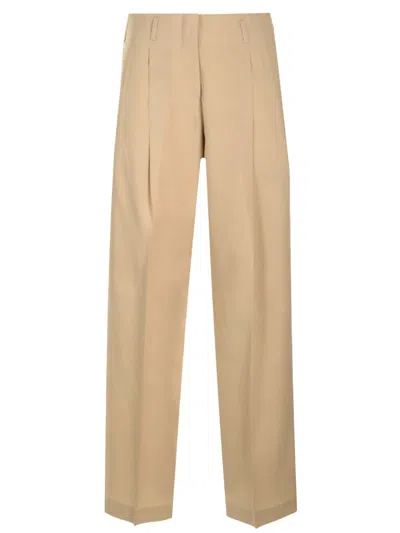 Golden Goose Wide Trousers With Pleats In Sand