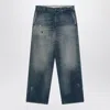 Golden Goose Wide Blue Washed Jeans With Distressing