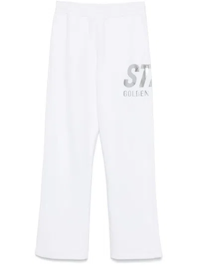 Golden Goose Wide White Sweatpants With Logo