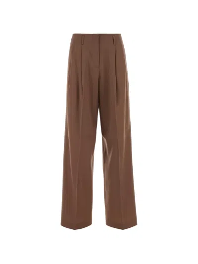 Golden Goose Deluxe Brand Antiqued Wool Wide-leg Pants For Women In Brown