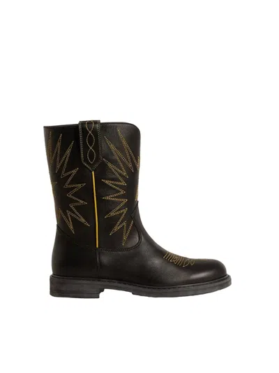 Golden Goose "wish Star Biker" Boots In Black