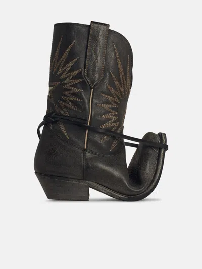 Golden Goose 'wish Star' Black Leather Boots
