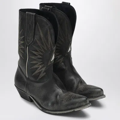 Golden Goose Wish Star Black Vintage Effect Texan Boot