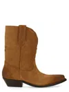 Golden Goose Low Wish Star Boots In Cognac-colored Suede With Inlay Star In Buff