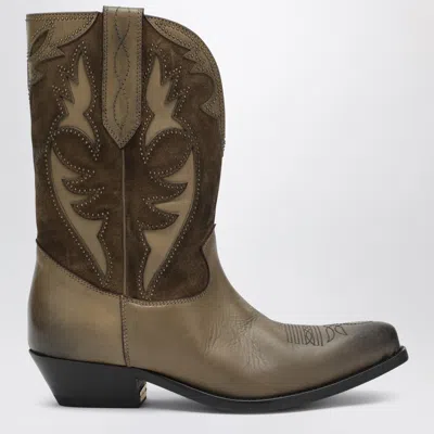 GOLDEN GOOSE GOLDEN GOOSE WISH STAR BOOTS IN KHAKI LEATHER AND SUEDE