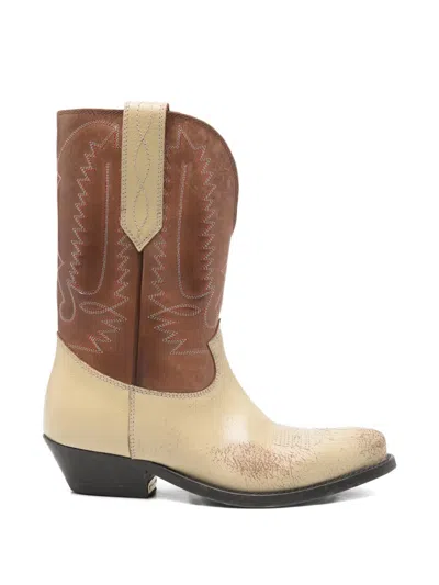 Golden Goose Wish Star Leather Boots In Beige