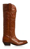 Golden Goose Wish Star Embroidered Leather Boot In Brown