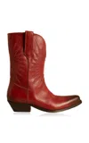 Golden Goose Wish Star Embroidered Leather Western Boots In Red