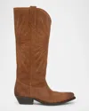 Golden Goose Wish Star Embroidered Suede Western Boots In Brown