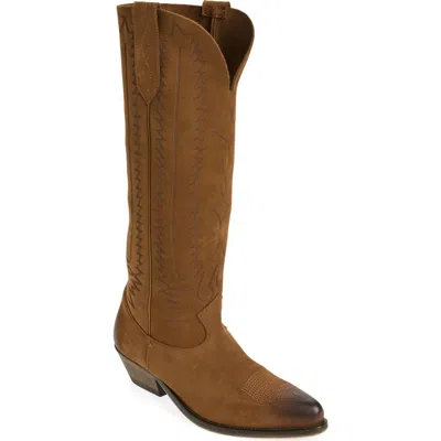 Golden Goose Wish Star Engraved Suede Western Boot In Brown
