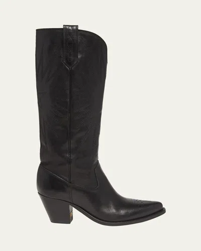 Golden Goose Wish Star Francesca Knee High Cowboy Boots In Black