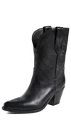 Golden Goose 70 Wish Star Texan Boots In Black Leather In Black