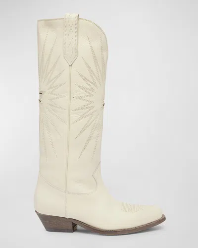 Golden Goose Wish Star Knee Leather Cowboy Boots In White