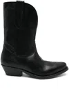 Golden Goose Low Wish Star Textured-leather Cowboy Boots In Black