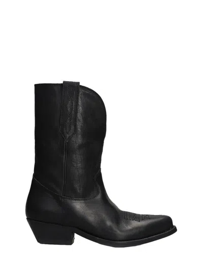 Golden Goose Wish Star Leather Boots In Black