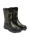 Golden Goose Wish Star Embroidered Leather Boots In Black