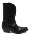 Golden Goose Low Wish Star Textured-leather Cowboy Boots In Black