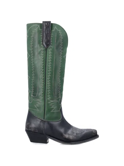 Golden Goose Stylish High Boots With Vintage Finish In Green