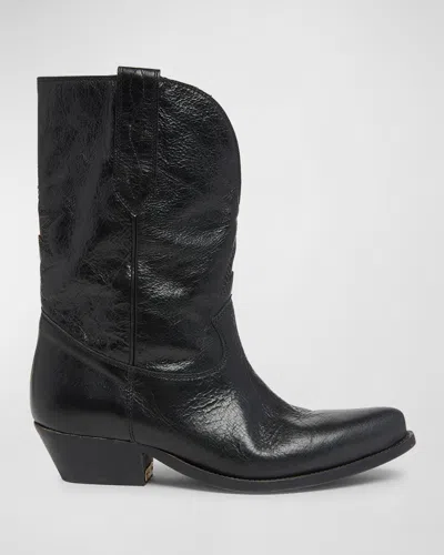 Golden Goose Wish Star Leather Cowboy Boots In Black