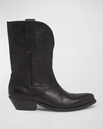 GOLDEN GOOSE WISH STAR LEATHER COWBOY BOOTS