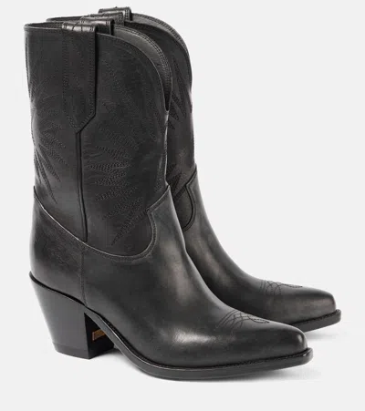 Golden Goose Wish Star Leather Cowboy Boots In Black