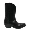 Golden Goose Low Wish Star Textured-leather Cowboy Boots In Black