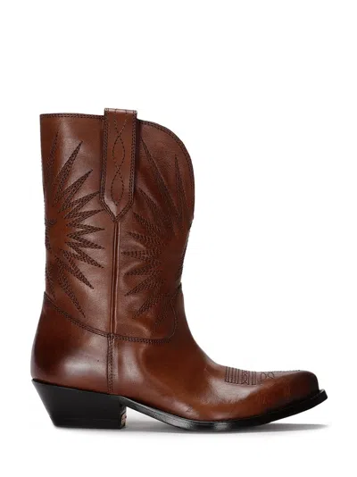 Golden Goose Wish Star Low Boots With Embroideries Leather Upper In Black