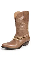 Golden Goose Wish Star Embroidered Leather Cowboy Boots In Sand