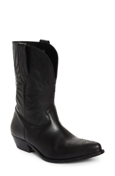 Golden Goose Wish Star Pointed Toe Western Boot In Black