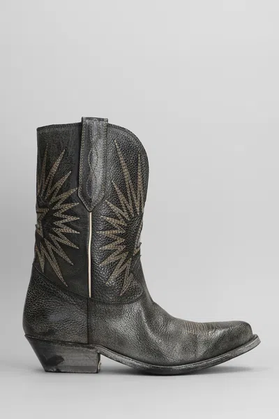 Golden Goose Wish Star Texan Ankle Boots In Black Leather