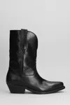 GOLDEN GOOSE WISH STAR TEXAN BOOTS IN BLACK LEATHER