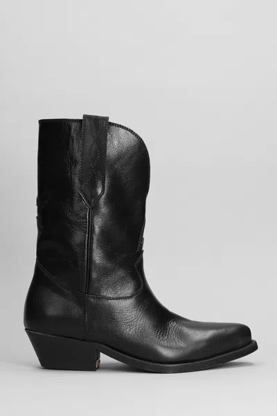 Golden Goose Wish Star Texan Boots In Black Leather