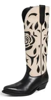 Golden Goose Wish Star With Inlaid Embroidery Rose Distressed Leather Upper Black/butter