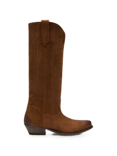 Golden Goose Wish Star Leather Laser-engraved Boots In Brown