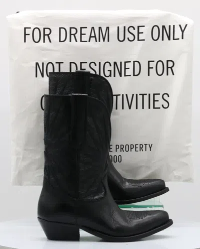Pre-owned Golden Goose Wish Star Womens Embroidered Ankle Boots Black Leather Rrp £670 Ja